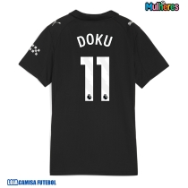 Camisa de Futebol Manchester City Jeremy Doku #11 Equipamento Secundário Mulheres 2025-26 Manga Curta
